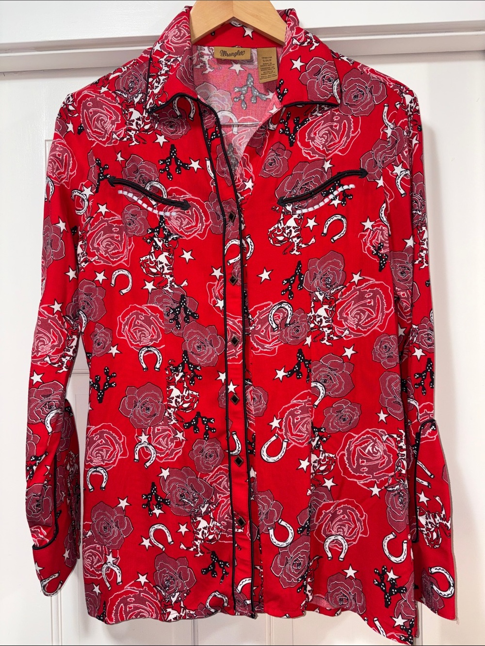 Wrangler Rose Print Pearl Snap Shirt